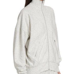 NWT! RAG & BONE City Organic Cotton Zip Sweater Grey Marled Speckled Size Large